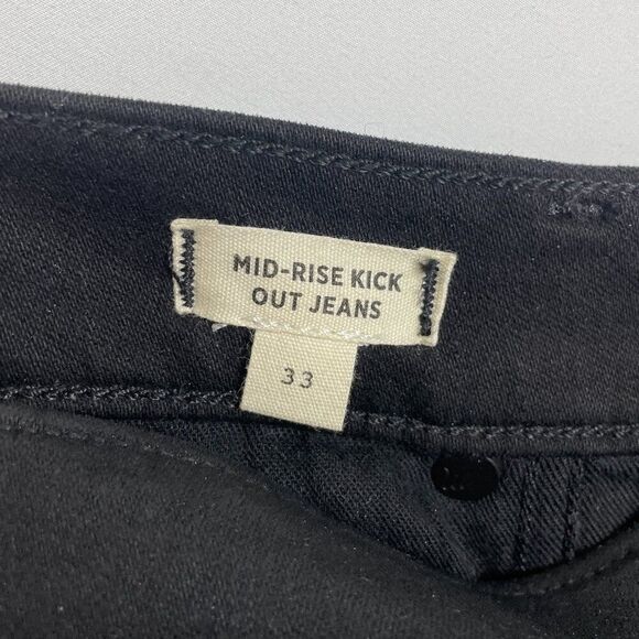 Madewell Mid Rise Kick Out Flare Crop Jeans in True Black Wash Coated Edition 33 - Picture 6 of 8